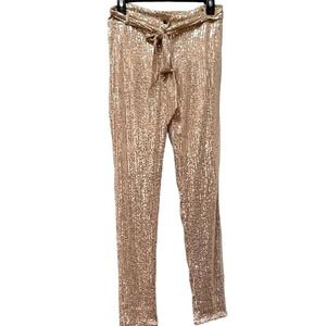 Autre Marque CBR Pink Fully Sequined Glittery Shiny Drawstring waist pants Large